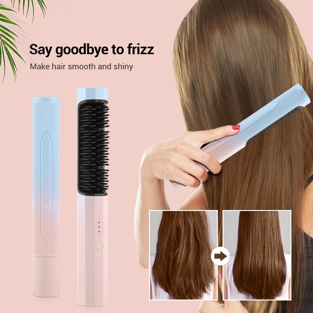 2-in-1 Wireless Hair Curler and Straightener